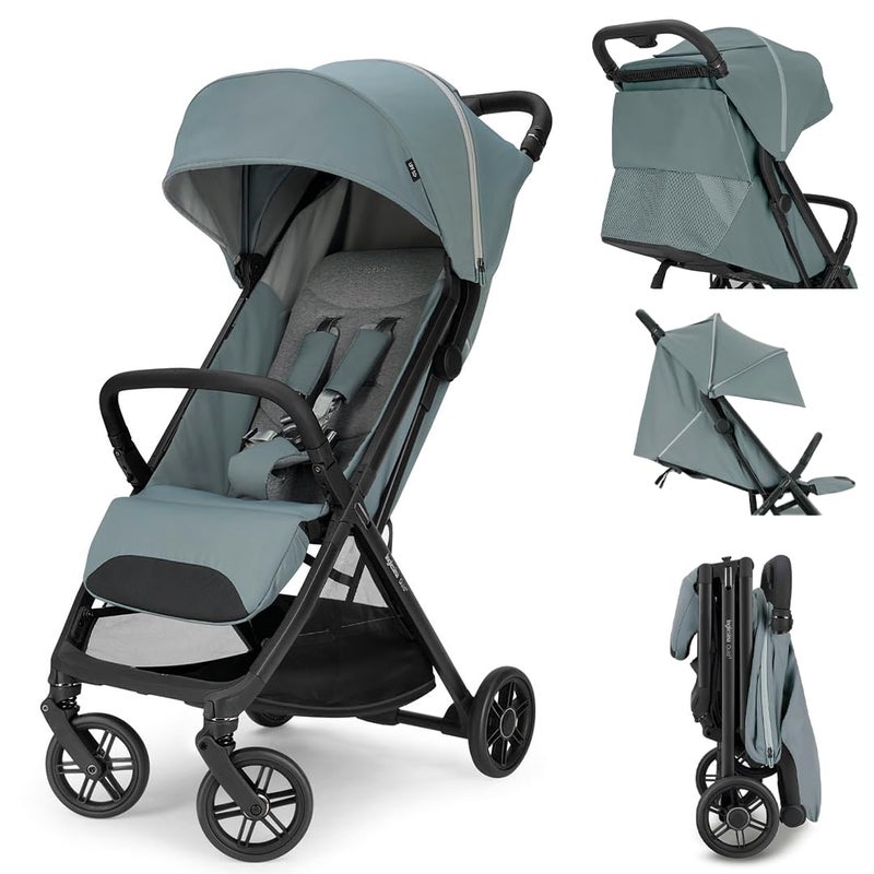 Inglesina Quid Stroller Galaxy Gray Compact Reclining Travel Stroller for Baby Toddler 055 lbs One Hand fold Car seat Compatible Airplane Overhead Lightweight Foldable XL UPF 50 Canopy