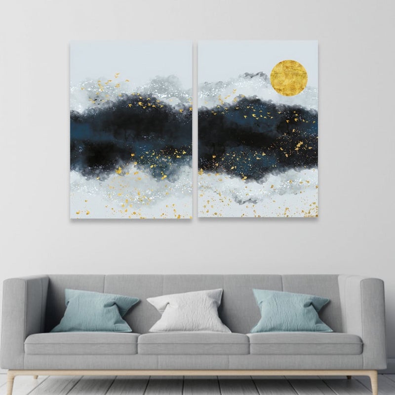 ماركتنا لوحة قماشية ثنائية بتصميم مودرن بمقاس اجمالي 80×60 سم - Image 1