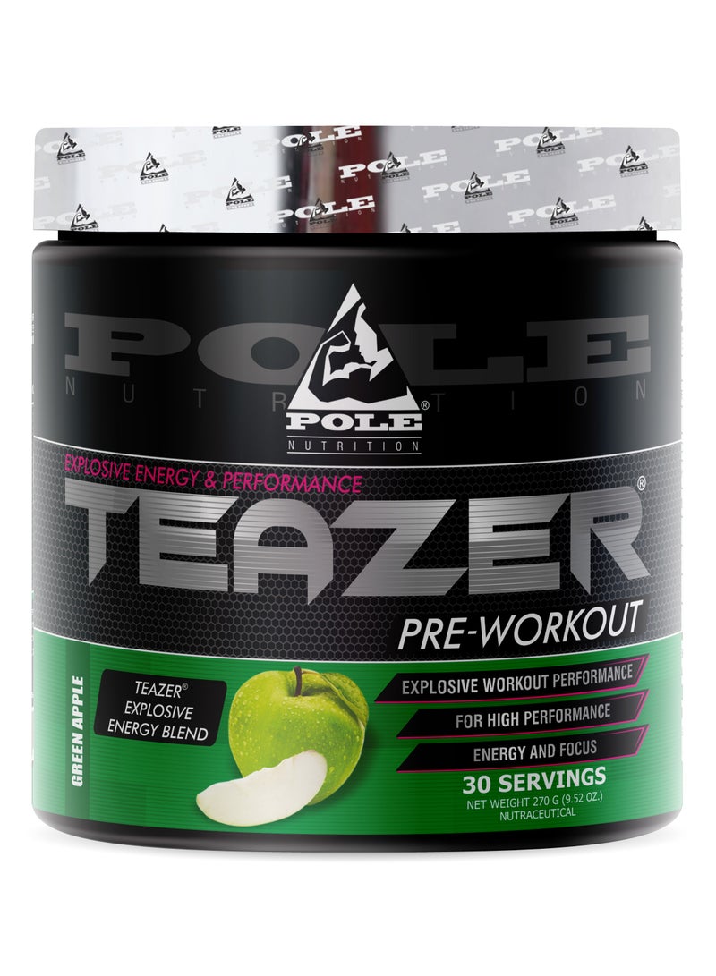 POLE NUTRITION Teazer Explosive Pre-Workout Green Apple Food Supplement 30 Servings - Image 1