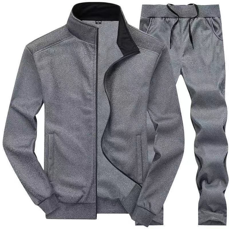 Mens Embroidered Sweatshirt Casual Sports Suit Spring Autumn Dark gray - Image 1