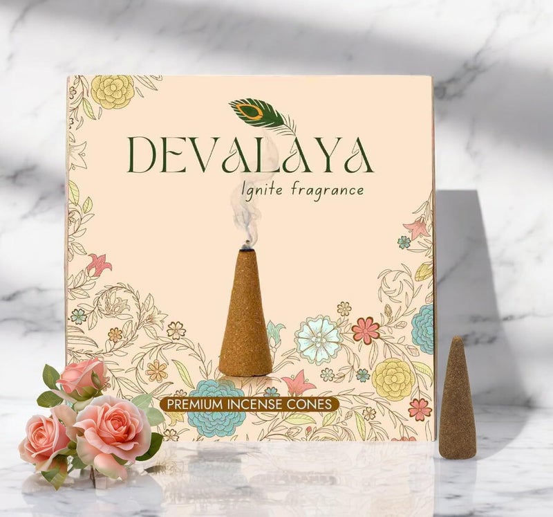 Devalaya Symphony Rose Dhoop Cones (20 Cones, Pack of 1), Dry Incense Dhoop, Dhoop Batti for Pooja, 100% Charcoal-Free, 25-Minute Burn Time, Eco-Friendly, 3.5 CM Length - Image 5