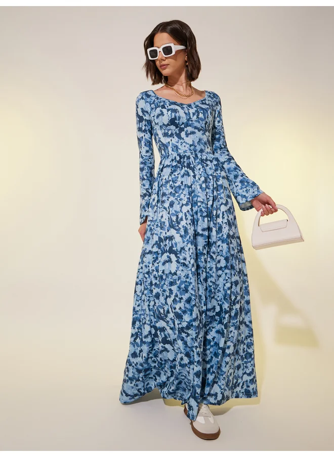 Take Two Take Two Floral Print Long Sleeve A-Line Maxi Dress