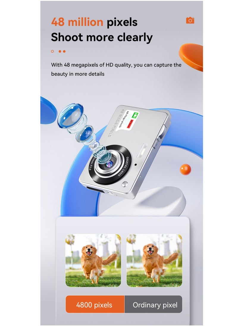 Gasin 48 Megapixel 2.7inch LCD Large Screen 8x Digital Zoom CCD Student Digital Camera HD Video Recording Ultra Long Life  - Image 2