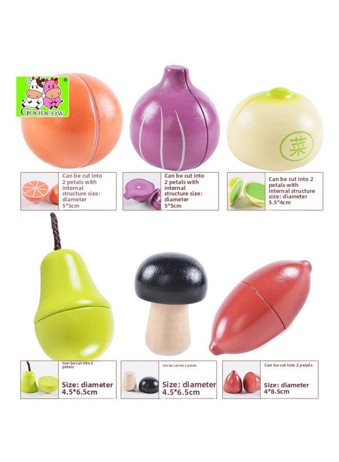 Wooden Magnetic Barrel Kitchen Toy Fruit And Vegetable Cake Cut And See Cut And Play Set For Kindergarten-Color:Barreled Vegetable And Fruit Cutting - Image 5