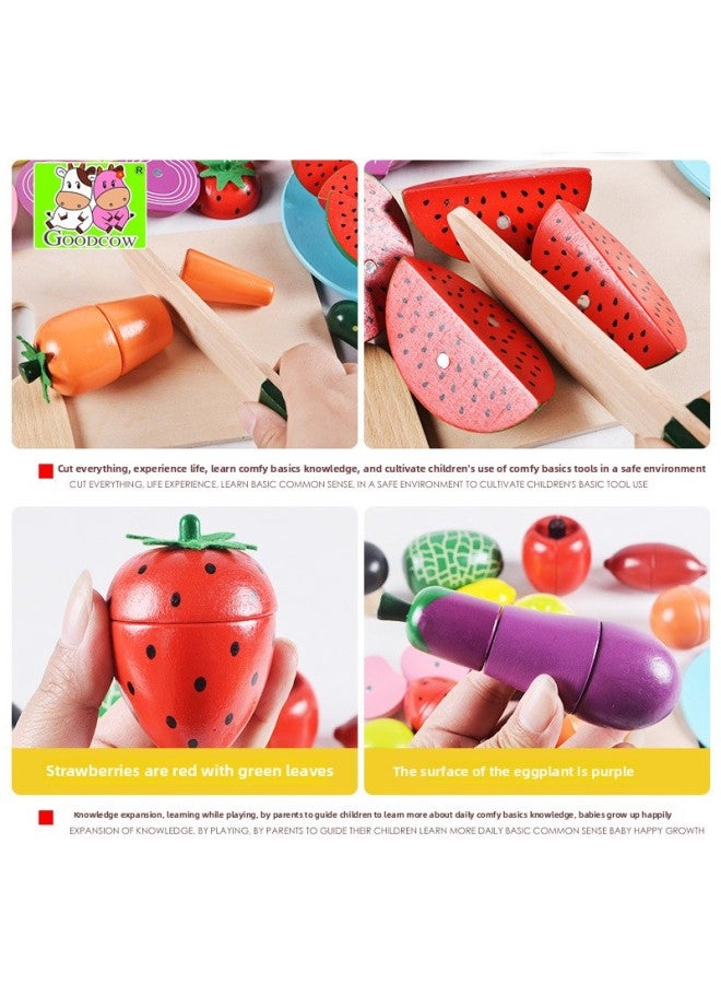 Wooden Magnetic Barrel Kitchen Toy Fruit And Vegetable Cake Cut And See Cut And Play Set For Kindergarten-Color:Barreled Vegetable And Fruit Cutting - Image 4