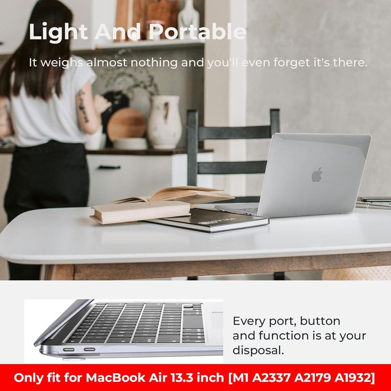 إيوكو غطاء متوافق مع MacBook Air مقاس 13 بوصة 2022 2021-2018 M1 A2337 A2179 A1932 بشاشة Retina، غطاء صلب بلاستيكي + غطاء لوحة مفاتيح من TPU + واقي شاشة - Image 3