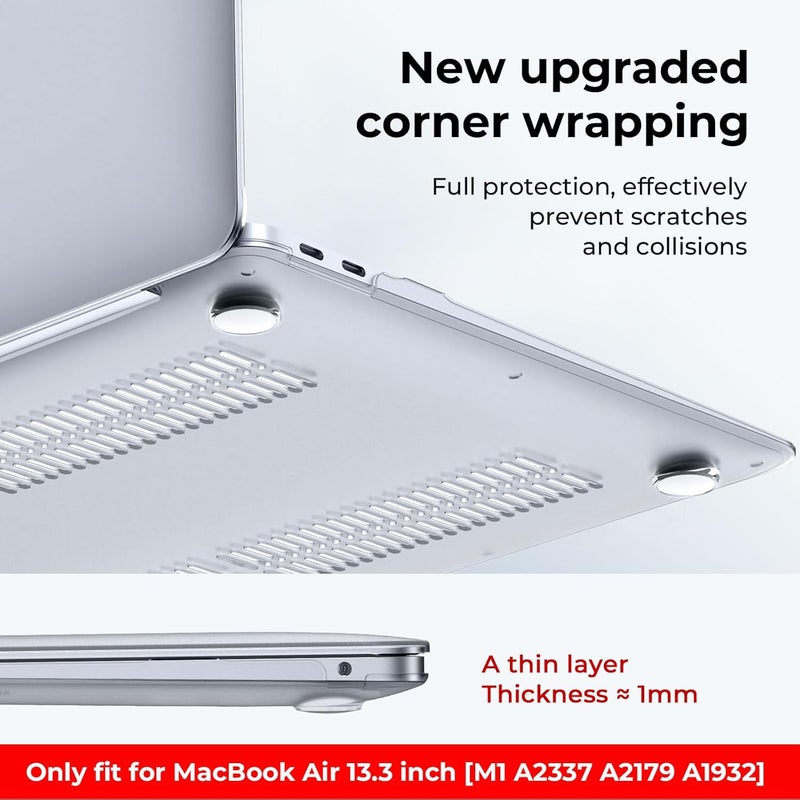إيوكو غطاء متوافق مع MacBook Air مقاس 13 بوصة 2022 2021-2018 M1 A2337 A2179 A1932 بشاشة Retina، غطاء صلب بلاستيكي + غطاء لوحة مفاتيح من TPU + واقي شاشة - Image 4