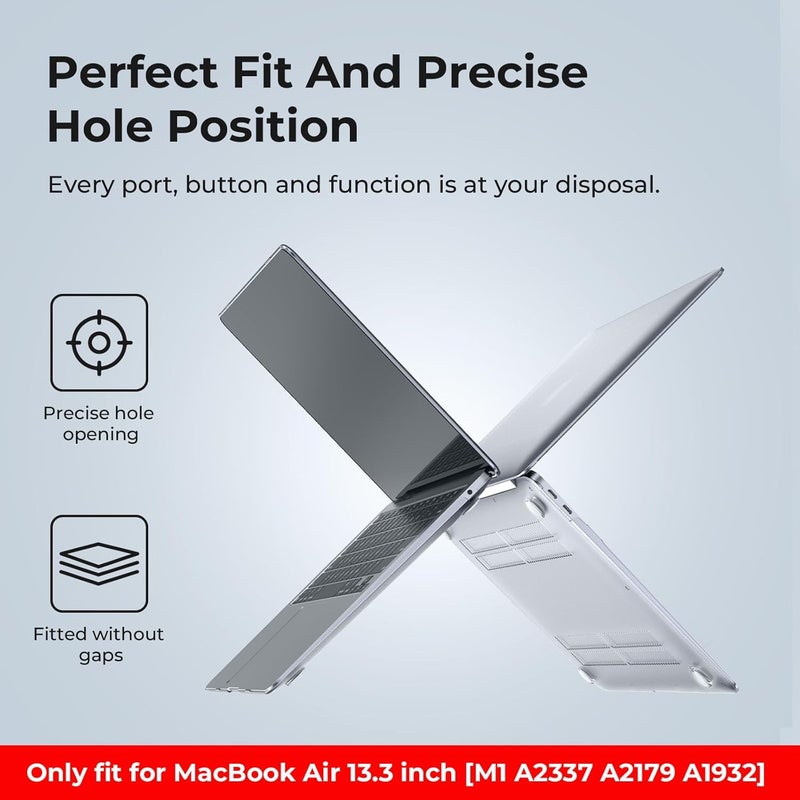 إيوكو غطاء متوافق مع MacBook Air مقاس 13 بوصة 2022 2021-2018 M1 A2337 A2179 A1932 بشاشة Retina، غطاء صلب بلاستيكي + غطاء لوحة مفاتيح من TPU + واقي شاشة - Image 5