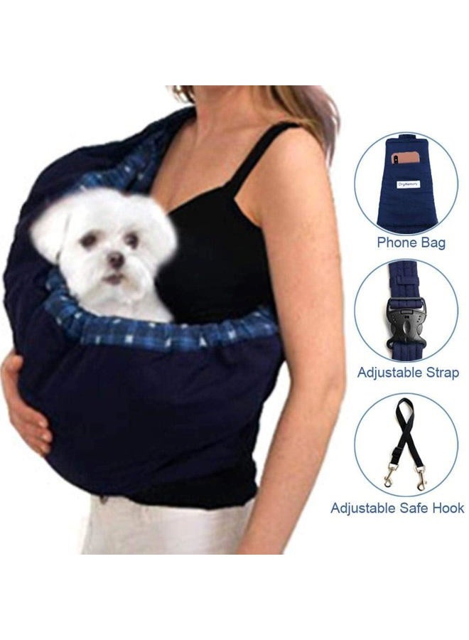 OrgMemory Pet Sling Carrier, OrgMemory Adjustable Bag, Small Dog Cat Outdoor Shoulder Carrier Most Suitable: 3-8 lbs (Blue Plaid) - Image 4