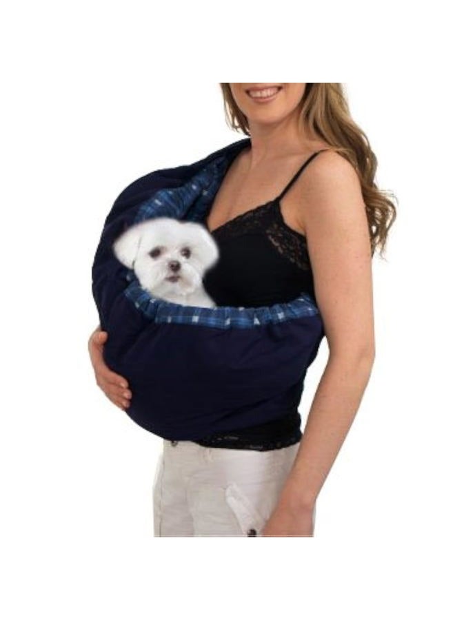 OrgMemory Pet Sling Carrier, OrgMemory Adjustable Bag, Small Dog Cat Outdoor Shoulder Carrier Most Suitable: 3-8 lbs (Blue Plaid) - Image 1