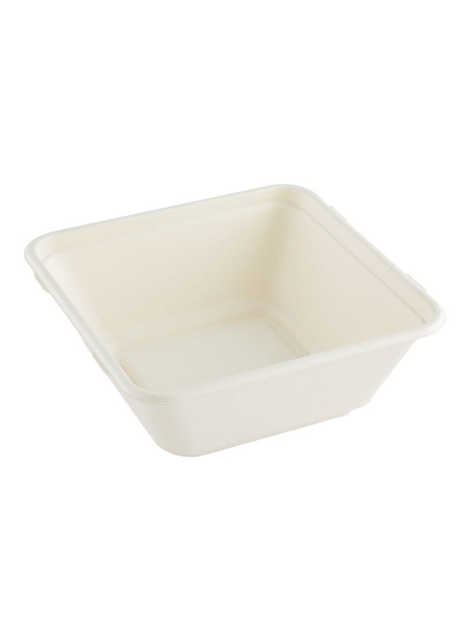 Restaurantware Pulp Safe No PFAS Added 160 Ounce Square Bowls, 100 Disposable Bowls - Lids Sold Separately, Home Compostable, White Bagasse Bowls, Freezable And Microwavable, For Hot And Cold Foods - Image 1