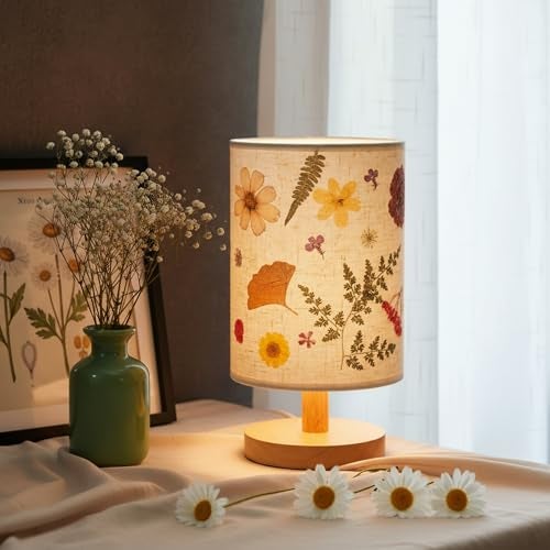 Hortsun Pressed Floral Lamp Bedside Vintage Flower Desk Lamp for Bedroom Living Room, Dorm, Home, Office Decor(1 Pcs,Modern Style) - Image 4