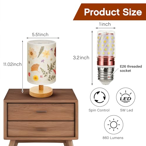 Hortsun Pressed Floral Lamp Bedside Vintage Flower Desk Lamp for Bedroom Living Room, Dorm, Home, Office Decor(1 Pcs,Modern Style) - Image 2