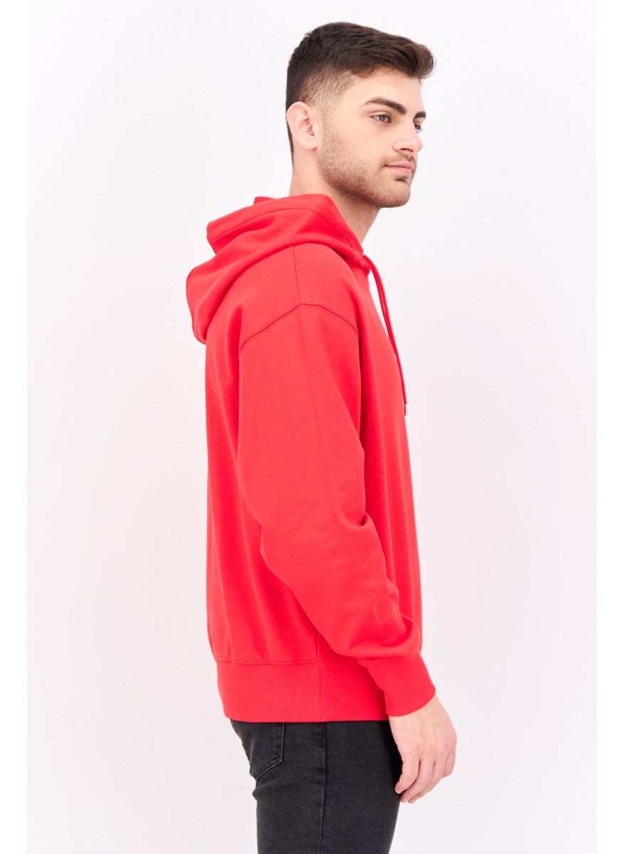 ESPRIT - Men Hood With Drawstrings Embroidered Sweatshirt, Red - Image 1