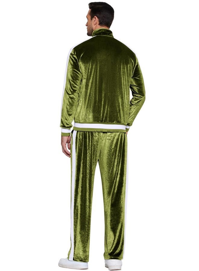 COOFANDY Men Velour Tracksuits Outfits 2 Piece Fashion Casual Men Fall Warm Up Suits 2 Pieces Set - Image 4