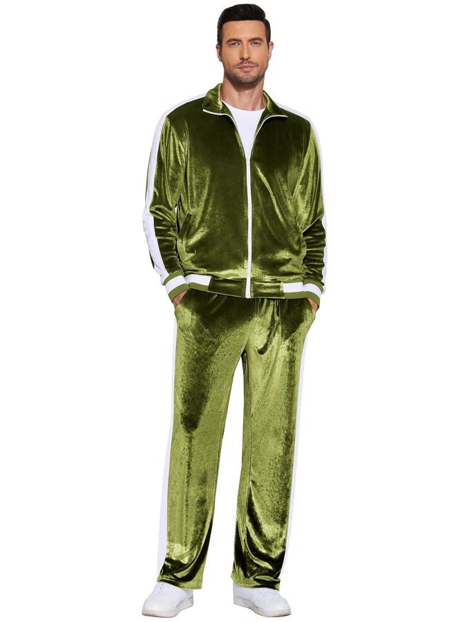 COOFANDY Men Velour Tracksuits Outfits 2 Piece Fashion Casual Men Fall Warm Up Suits 2 Pieces Set - Image 2