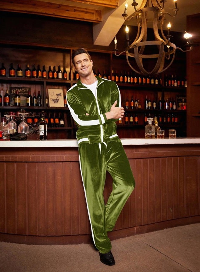 COOFANDY Men Velour Tracksuits Outfits 2 Piece Fashion Casual Men Fall Warm Up Suits 2 Pieces Set - Image 3