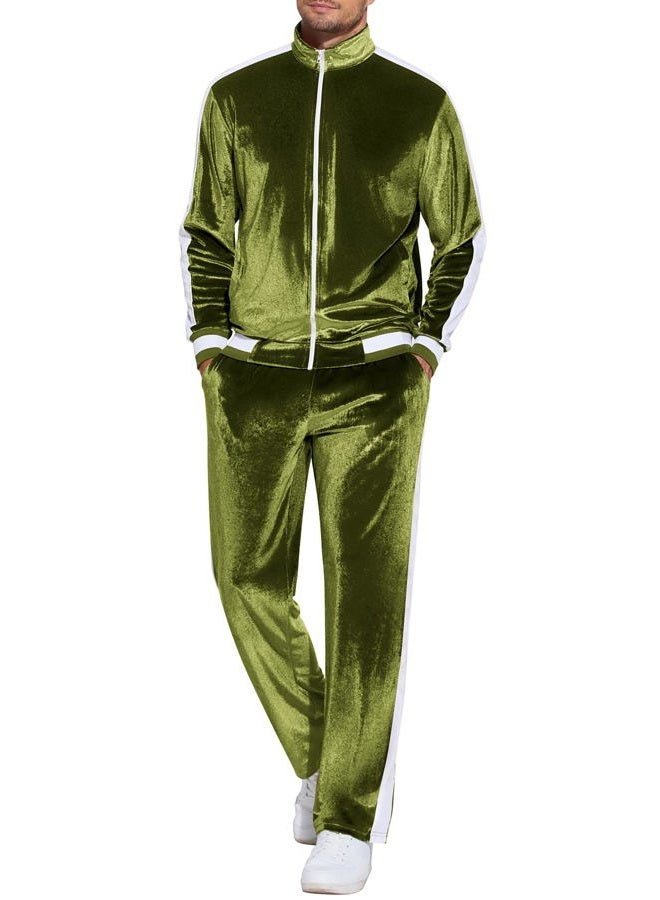 COOFANDY Men Velour Tracksuits Outfits 2 Piece Fashion Casual Men Fall Warm Up Suits 2 Pieces Set - Image 1