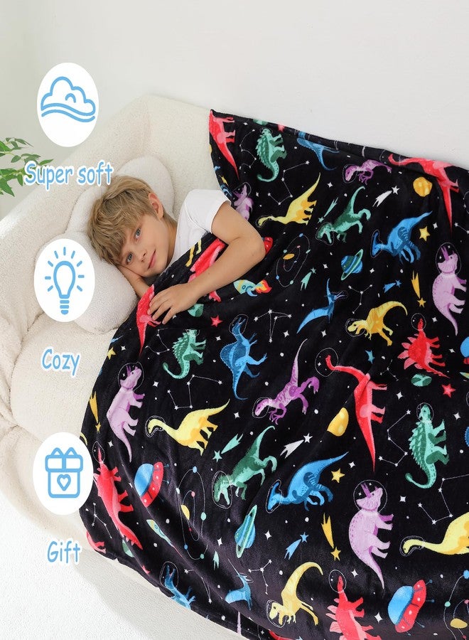 Softan Kids Throw Blanket for Girls & Boys, Warm Soft Toddler Flannel Blankets for Sofa Couch Bed， Cozy Fuzzy Plush Flannel Kids Throw Blanket for Daycare & School - Space Dinosaur 50x60 inches - Image 5