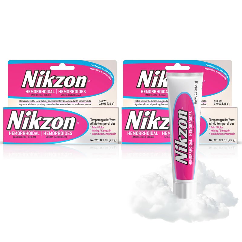Nikzon Hemorrhoid Cream | Double Effect for Pain & Swelling, Numbs Irritated Anorectal Area, Soothing & Fast-Acting Formula, Dual-Action Hemorrhoid Treatment, 0.9 Oz, 2-Pack - Image 1