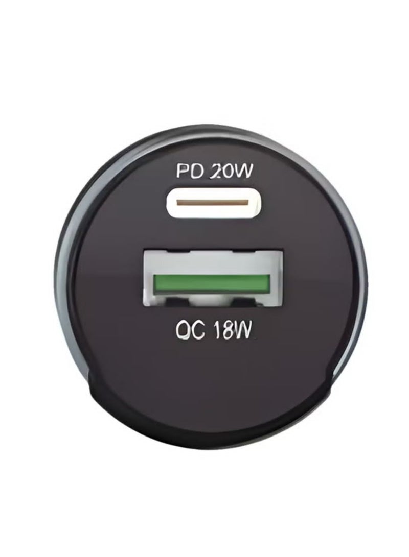 روفی USB C USB A شاحن سيارة شحن سريع ثنائي المنفذ محول هاتف السيارة PD 20W أو QC 18W /RC201 - Image 3