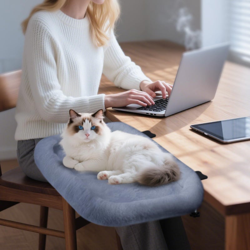 IPOW Heavy Duty Steel Frame Supports up to 50lbs Cat Desk Bed Space-Saving 90Â°Foldable with Soft Ultra-Plush Faux Fur for Small Medium Large Cats - Image 5