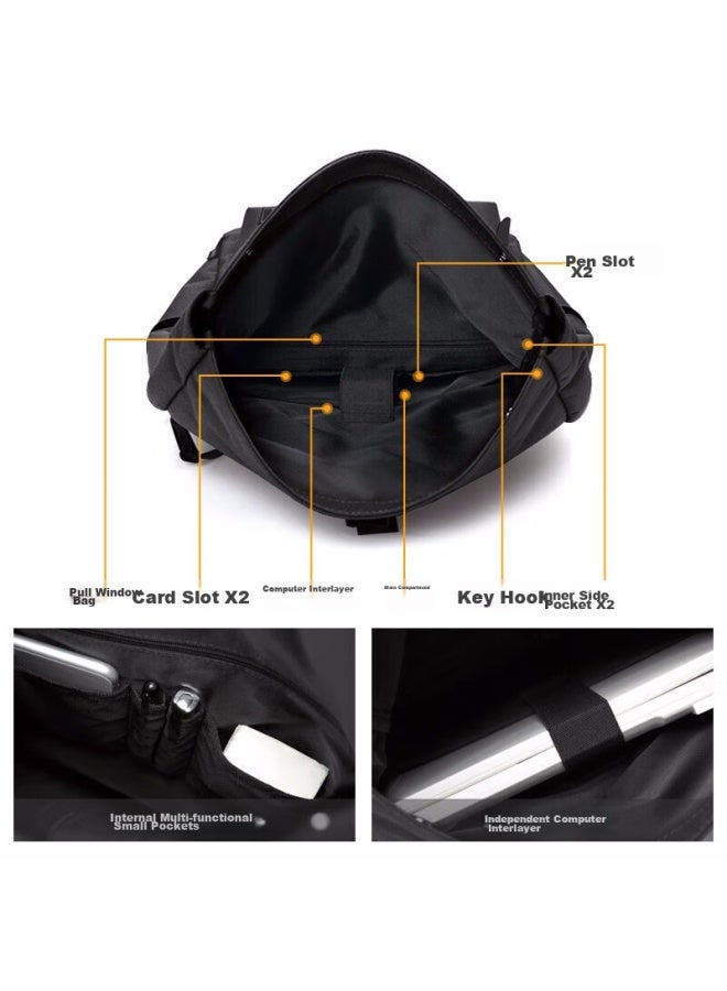 V.nine Backpack For Men And Women, Large Capacity 15.6-inch Laptop Bag, Commuter Travel Backpack, Couple Style, For Middle And High School Students, Vd0bv33947s, Onyx Black - Image 5