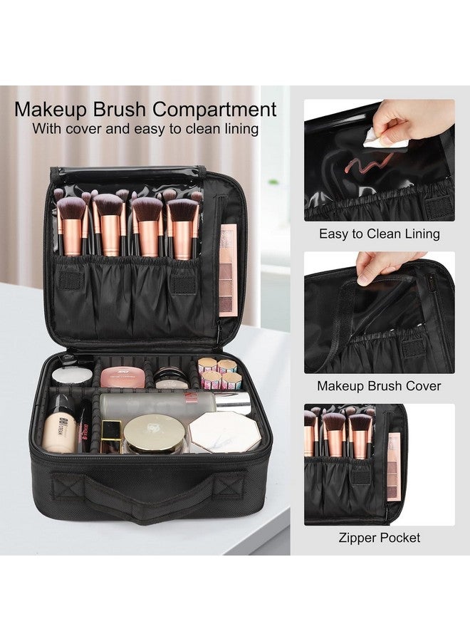 BEP Enterprise Nylon Makeup Organizer Bag for Women, Girls & Bride - Travel Cosmetic Kit Storage Organiser - Toiletry Vanity Box with Adjustable Compartment Makeup Box (Black,Pack of 1) - Image 4