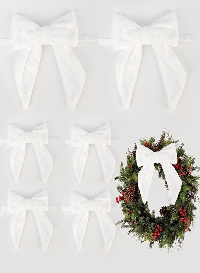AIMUDI White Bows 5''×6'' Christmas Bows for Gift Wrapping Present Bows Fur Bows for Christmas Trees Fireplaces Wreaths Crafts Home Outdoor Winter Decoration, 12 PCs - Image 1