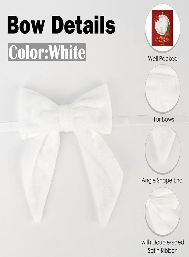 AIMUDI White Bows 5''×6'' Christmas Bows for Gift Wrapping Present Bows Fur Bows for Christmas Trees Fireplaces Wreaths Crafts Home Outdoor Winter Decoration, 12 PCs - Image 4