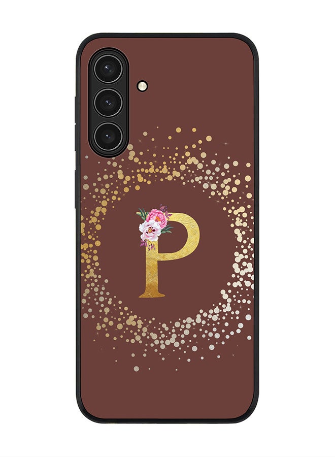 For Samsung Galaxy A17 / A17 4G Case,Slim fit Camera Protection, Shockproof Thin Phone cover  - Custom Monogram Floral - P  (Brown )