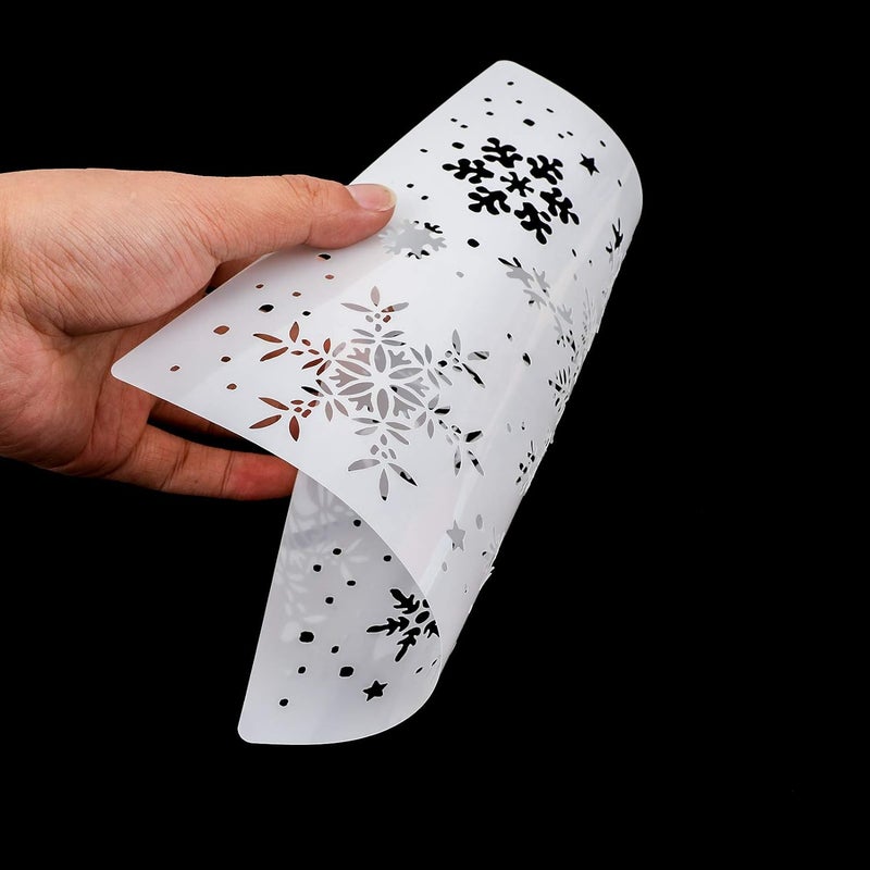 Konsait Large Christmas Snowflake Stencil TemplateReusable Plastic Painting DIY Crafts TemplatesXmas Snowflake Decor for Wood Window Glass Greeting CardCookies CakeBiscuitDessertCoffee Decor - Image 3