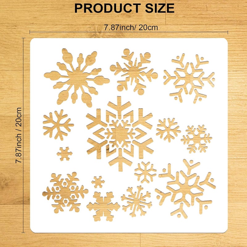 Konsait Large Christmas Snowflake Stencil TemplateReusable Plastic Painting DIY Crafts TemplatesXmas Snowflake Decor for Wood Window Glass Greeting CardCookies CakeBiscuitDessertCoffee Decor - Image 2