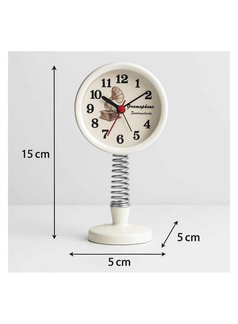 Mini Alarm Clock, Portable Stylish Design Stainless Steel Spring Base, Classic Analog Table Clock with Precise Quartz Movement and Clear Alarm Sound, Perfect for Bedside Table, Office or Car - Image 3