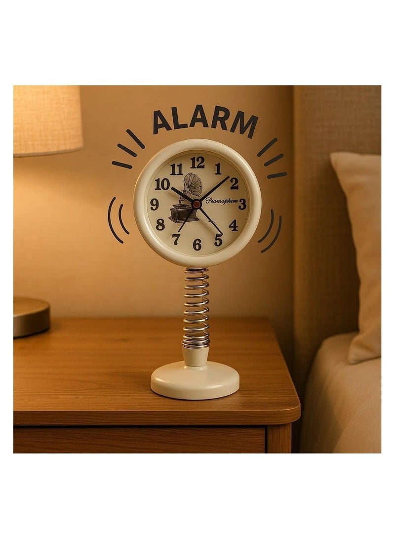 Mini Alarm Clock, Portable Stylish Design Stainless Steel Spring Base, Classic Analog Table Clock with Precise Quartz Movement and Clear Alarm Sound, Perfect for Bedside Table, Office or Car - Image 2