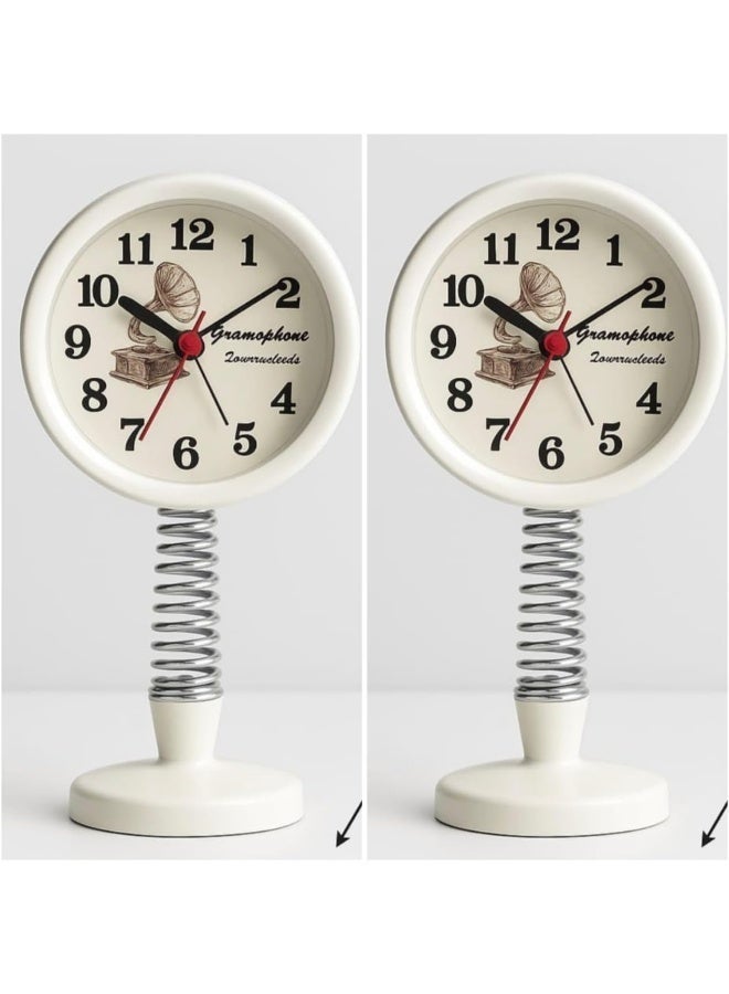 Mini Alarm Clock, Portable Stylish Design Stainless Steel Spring Base, Classic Analog Table Clock with Precise Quartz Movement and Clear Alarm Sound, Perfect for Bedside Table, Office or Car - Image 1