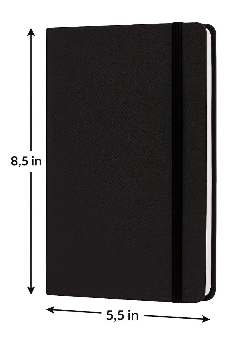 COI CO IClassic Black Journal | Premium Hard Bound A5 Diary with Elastic Closure | Faux Leather Cover | 240 Unruled Pages | 80 GSM Bleed-Free & Acid-Free Paper | Back Pocket for Notes & Documents - Image 3