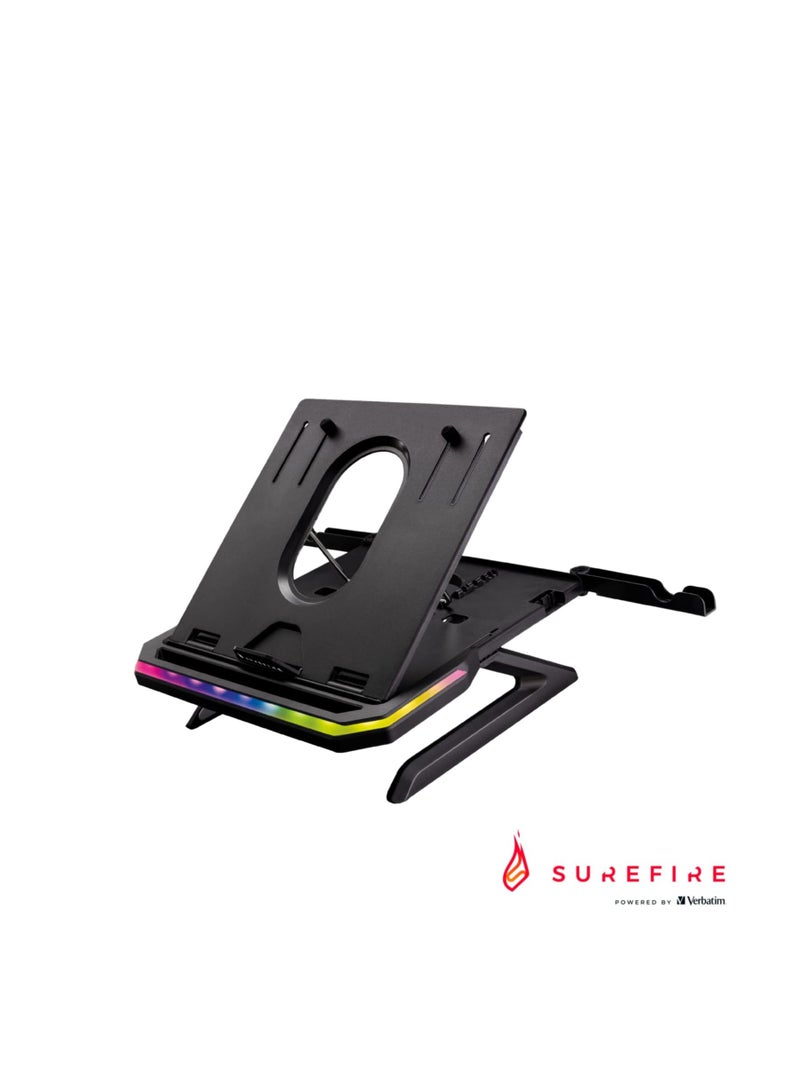 Surefire Portus X1 Gaming Laptop Stand, Notebook Stand Height Adjustable with RGB Lighting, Holder for 10, 17.3 Inch Laptops, Tablet Riser with Ventilation for Desk - Image 2