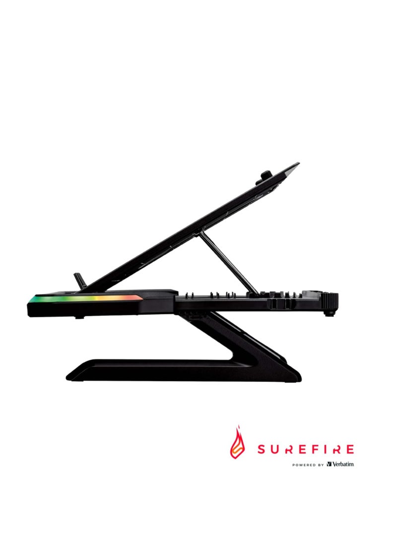Surefire Portus X1 Gaming Laptop Stand, Notebook Stand Height Adjustable with RGB Lighting, Holder for 10, 17.3 Inch Laptops, Tablet Riser with Ventilation for Desk - Image 3
