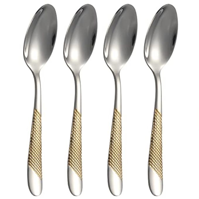 X-zrew Dinner Spoons Set of 4 Stainless Steel Silverware Spoons Set Soup Spoon Tablespoons for Home Kitchen Restaurant - Image 4