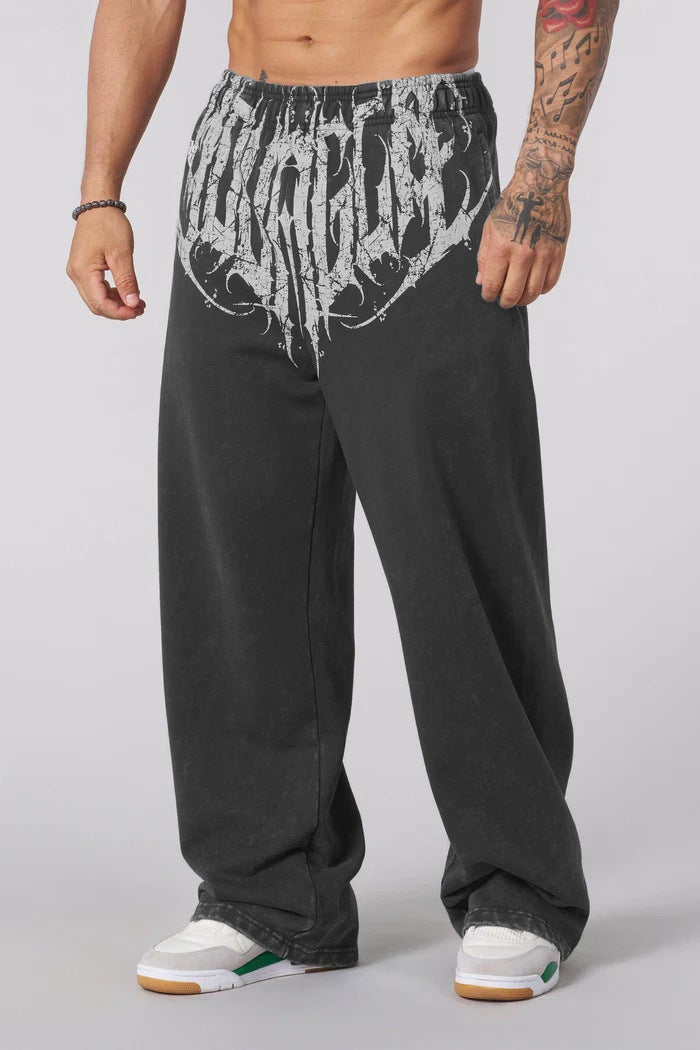 بنطلون رياضي جديد للرجال من يونغلا - بنطلون جري رياضي لياقة بدنية كاجوال فضفاض مستقيم اللون جرافيت - Image 1