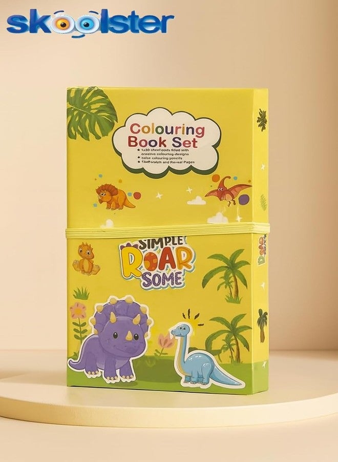 Skoolster Premium Coloring Book 3 Fold Set | Rainbow Scratchpad & Coloring Book with Pencil Colors | Ideal for Young Kids & Gifting (Yellow) - Image 2