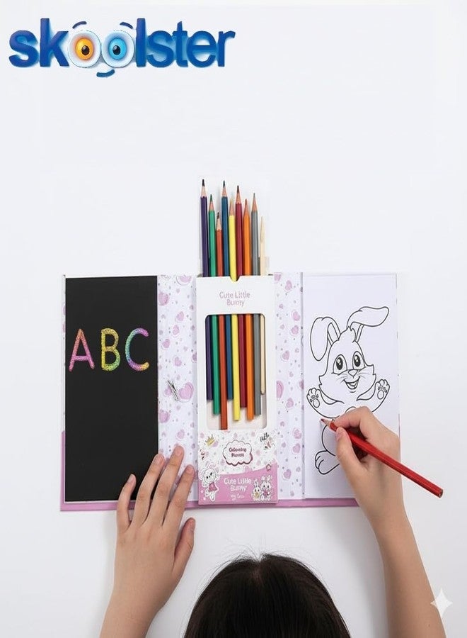 Skoolster Premium Coloring Book 3 Fold Set | Rainbow Scratchpad & Coloring Book with Pencil Colors | Ideal for Young Kids & Gifting (Yellow) - Image 4