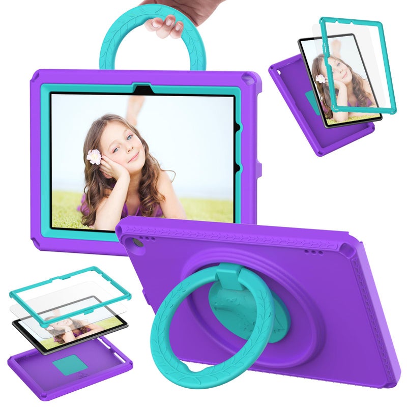 Light Purple Shockproof EVA Protective Case for Fire Tablet 2021 2023 with Rotating Stand - Image 3