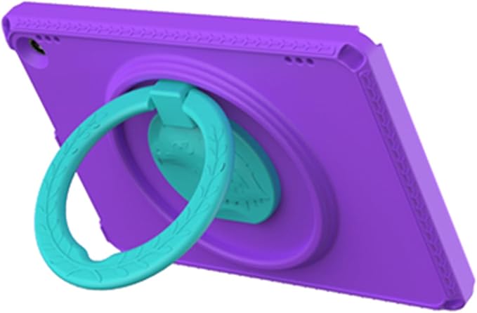 Light Purple Shockproof EVA Protective Case for Fire Tablet 2021 2023 with Rotating Stand - Image 1