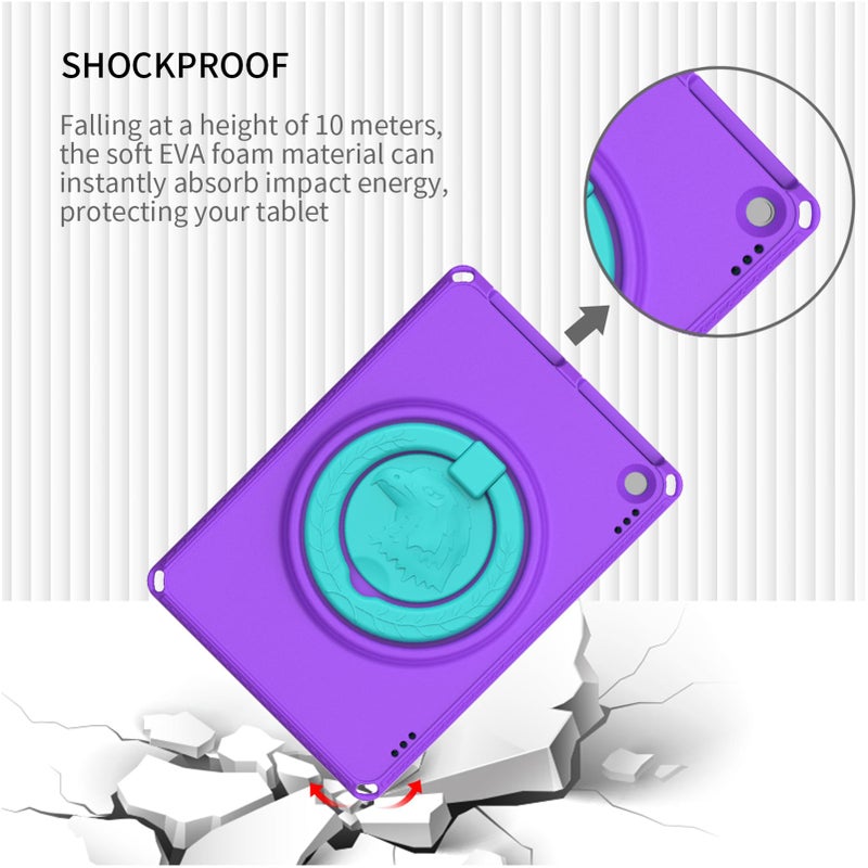 Light Purple Shockproof EVA Protective Case for Fire Tablet 2021 2023 with Rotating Stand - Image 5