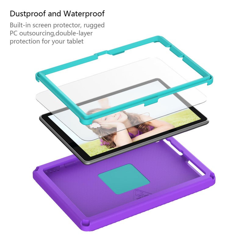 Light Purple Shockproof EVA Protective Case for Fire Tablet 2021 2023 with Rotating Stand - Image 4