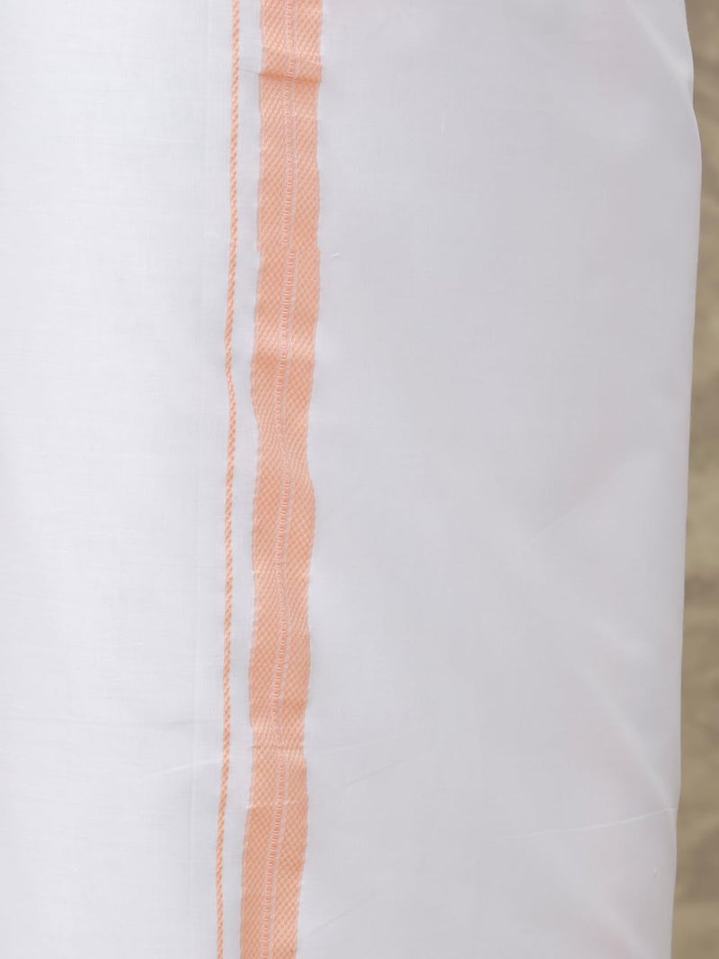RAMRAJ COTTON رامراج كوتون قميص رجالي قطني بقصة عادية بأكمام كاملة مع حدود متناسقة للدوتي (بيتش؛ 42) - Image 5