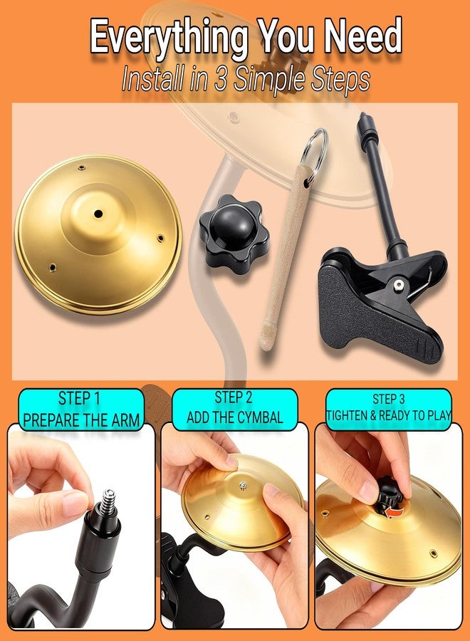 CEMZENFIX Mini Clip-On Desk Cymbal, Desktop Drum Percussion Accessory for Music Lovers, Fun Gold Stress Relief Accessory for Work and Study, Easy to Install on Most Desks (Yellow) - Image 3