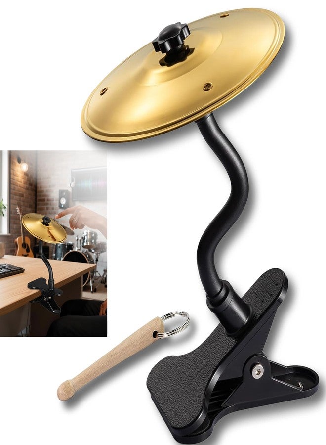 CEMZENFIX Mini Clip-On Desk Cymbal, Desktop Drum Percussion Accessory for Music Lovers, Fun Gold Stress Relief Accessory for Work and Study, Easy to Install on Most Desks (Yellow) - Image 1